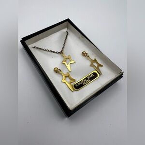 Vintage Dainty Stars Necklace and Earrings Surgical Steel Set